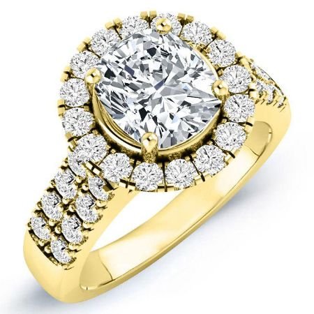 Velvet Cushion Moissanite Bridal Set yellowgold