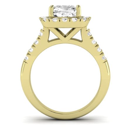 Velvet Moissanite Matching Band Only (does Not Include Engagement Ring)  For Ring With Cushion Center yellowgold