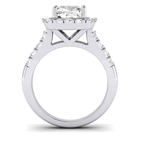 Velvet Moissanite Matching Band Only (does Not Include Engagement Ring)  For Ring With Cushion Center whitegold