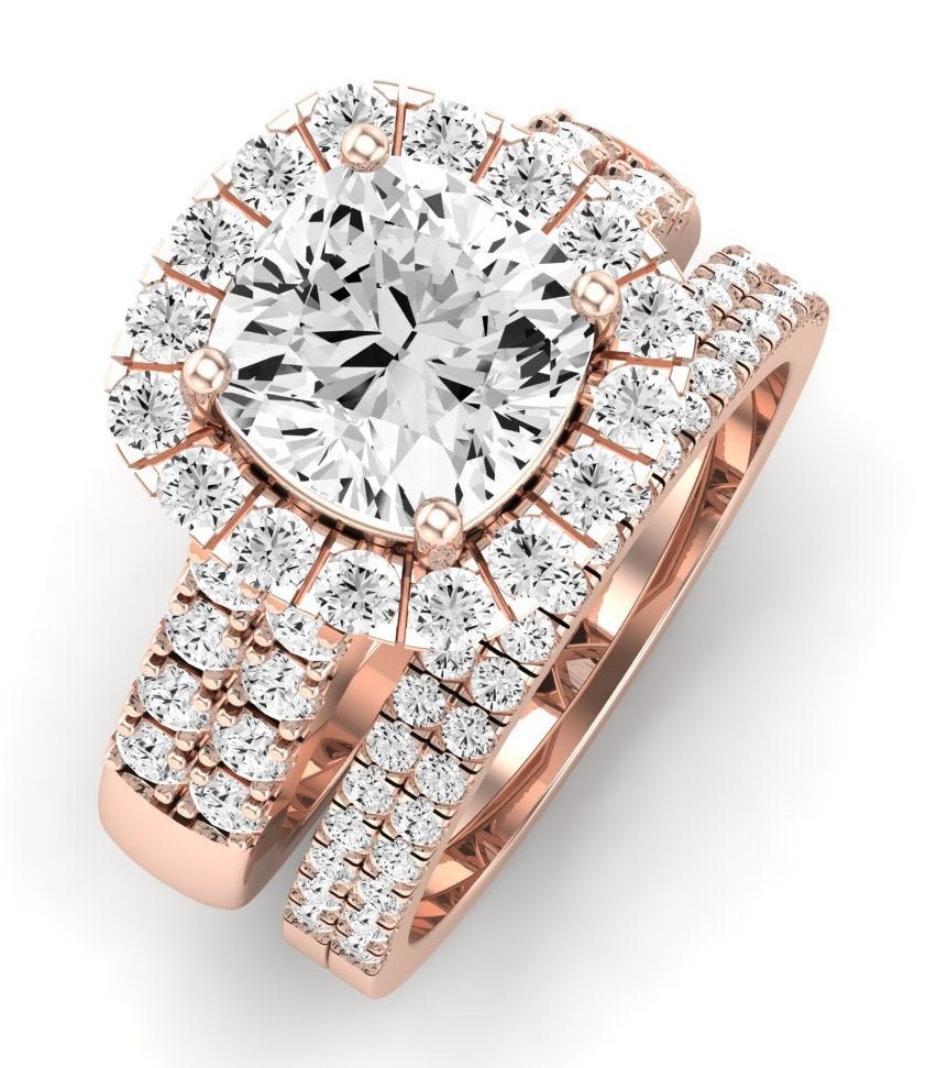 Velvet Moissanite Matching Band Only (does Not Include Engagement Ring)  For Ring With Cushion Center rosegold