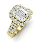 Velvet Moissanite Matching Band Only ( Engagement Ring Not Included) For Ring With Emerald Center yellowgold