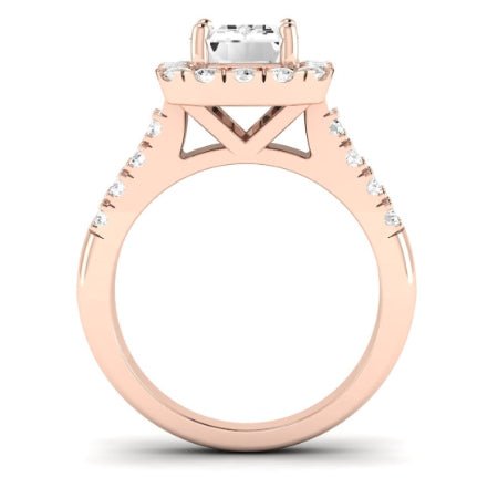 Velvet Moissanite Matching Band Only ( Engagement Ring Not Included) For Ring With Emerald Center rosegold