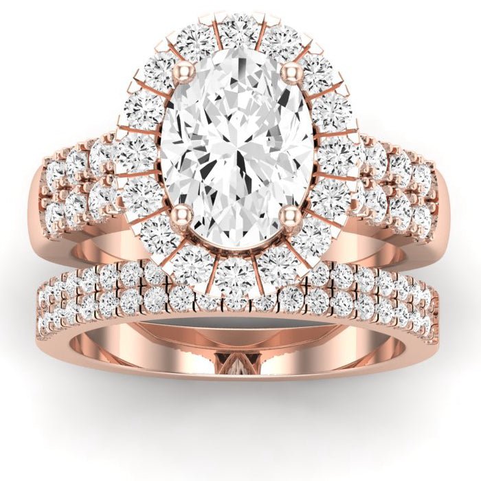 Velvet Moissanite Matching Band Only ( Engagement Ring Not Included) For Ring With Oval Center rosegold