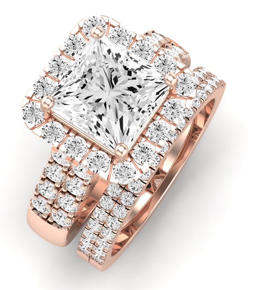 Velvet Moissanite Matching Band Only (does Not Include Engagement Ring)  For Ring With Princess Center rosegold