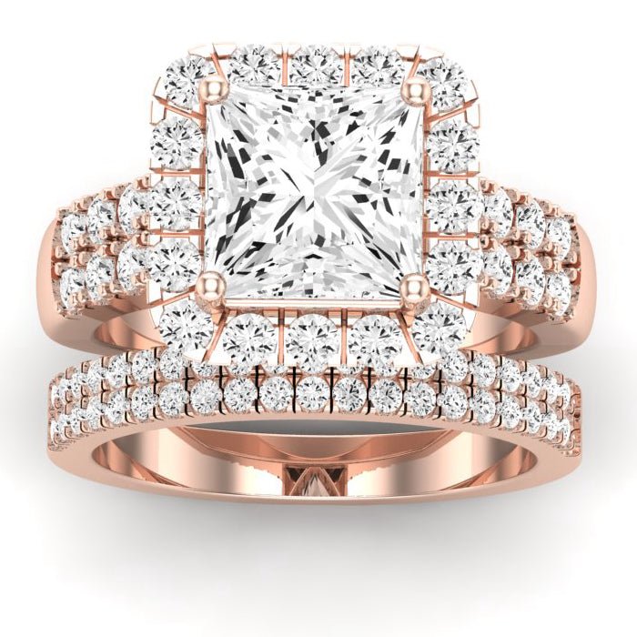 Velvet Moissanite Matching Band Only (does Not Include Engagement Ring)  For Ring With Princess Center rosegold