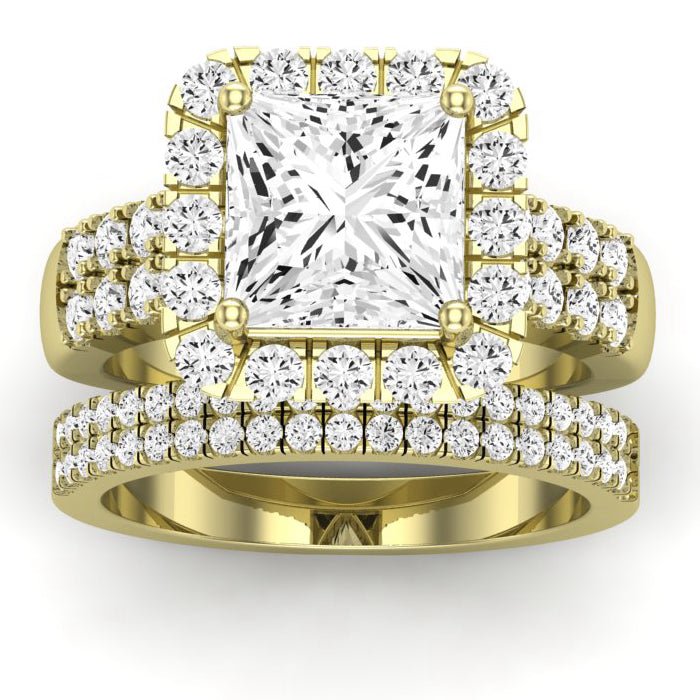 Velvet Moissanite Matching Band Only (does Not Include Engagement Ring)  For Ring With Princess Center yellowgold
