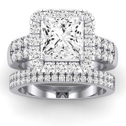 Velvet Moissanite Matching Band Only (does Not Include Engagement Ring)  For Ring With Princess Center whitegold