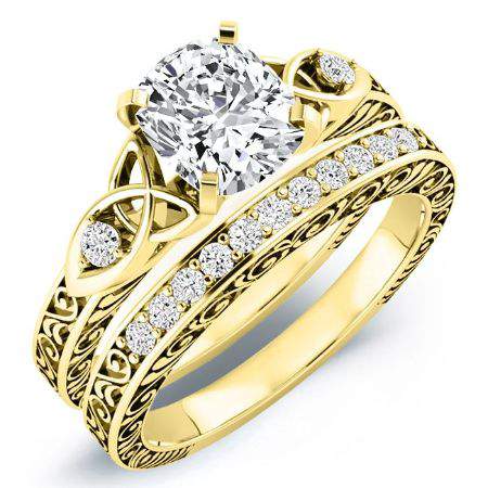 Venus Cushion Moissanite Bridal Set yellowgold
