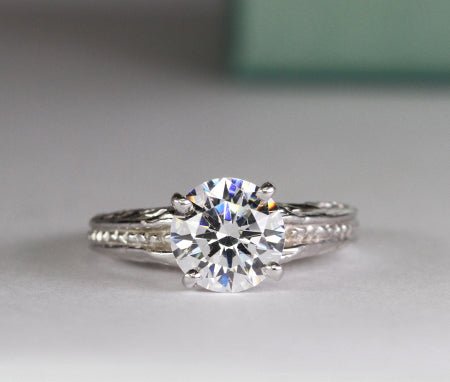 Verbena Round Moissanite Engagement Ring whitegold