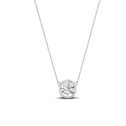 Vernal Bezel Set Diamond Solitaire Necklace (Clarity Enhanced) whitegold