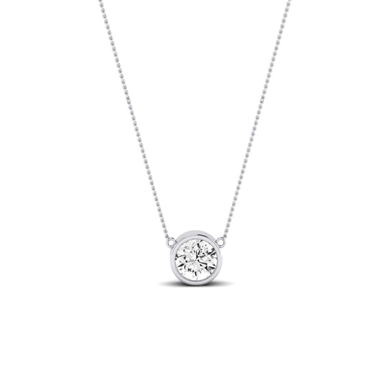 Vernal Bezel Set Moissanite Solitaire Necklace whitegold