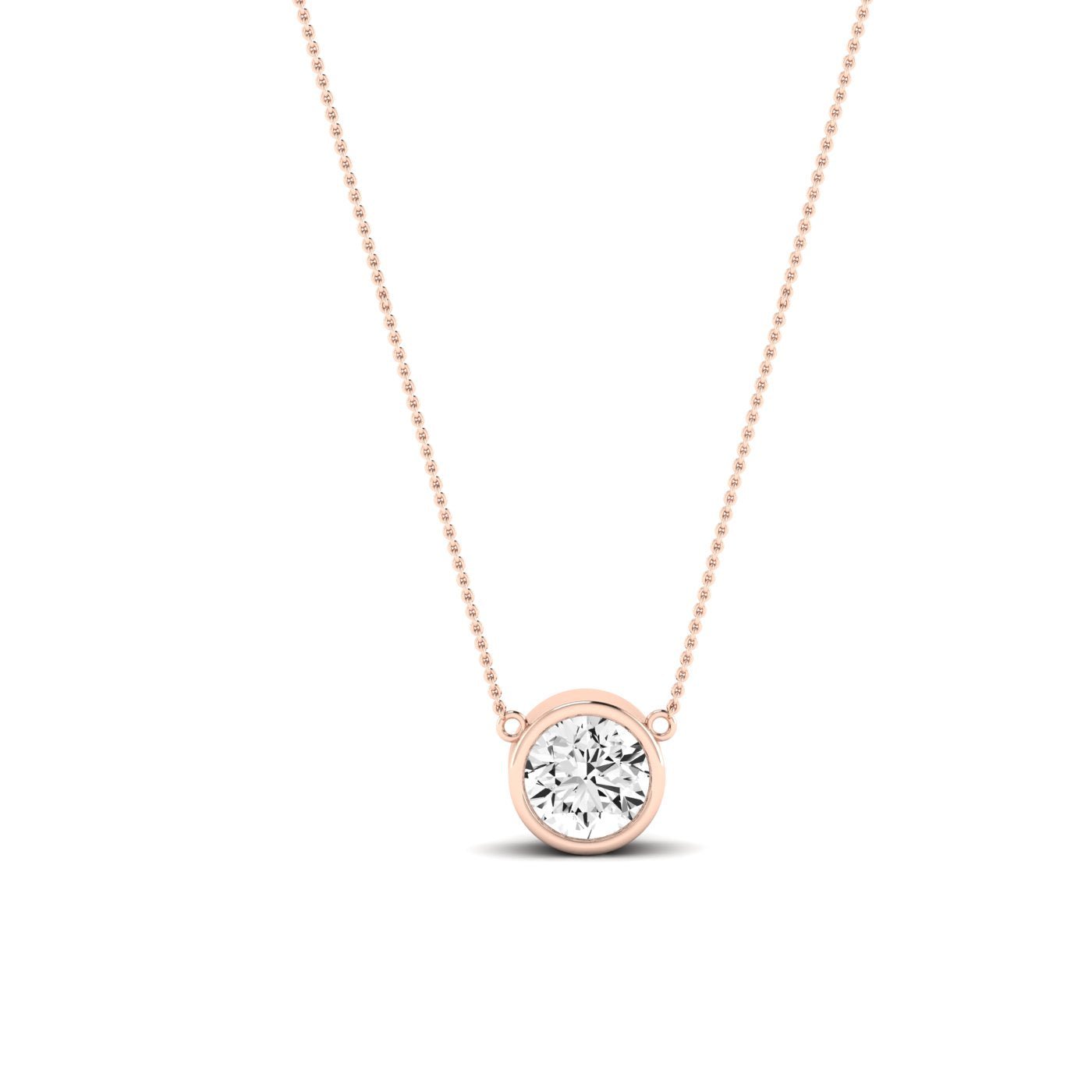 Vernal Bezel Set Moissanite Solitaire Necklace rosegold