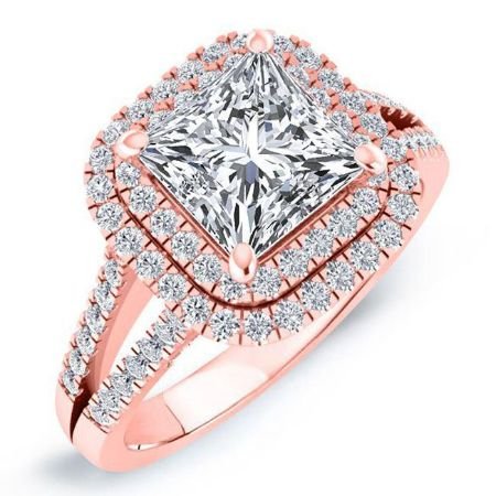 Viola Moissanite Matching Band Only (engagement Ring Not Included) For Ring With Princess Center rosegold