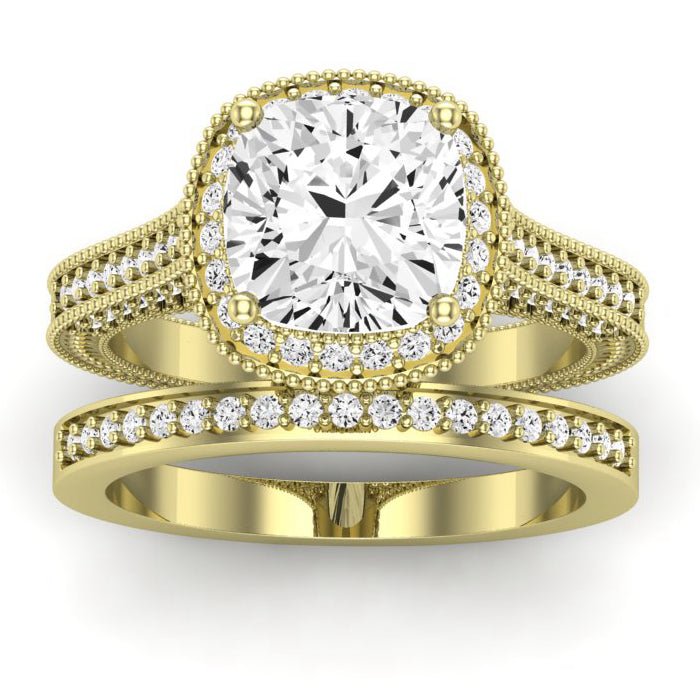 Wallflower Cushion Diamond Bridal Set (Lab Grown Igi Cert) yellowgold