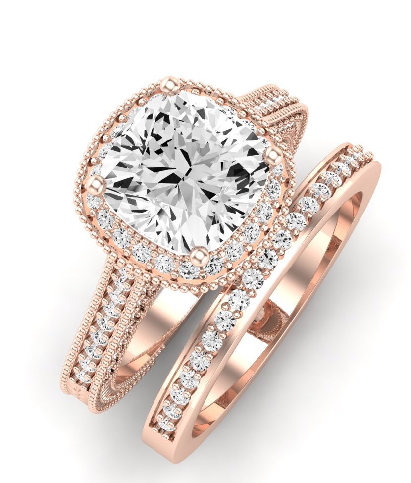 Wallflower Cushion Diamond Bridal Set (Lab Grown Igi Cert) rosegold