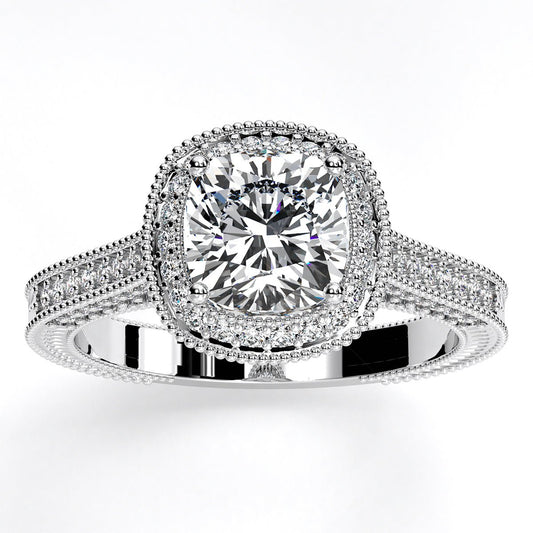 Wallflower Cushion Diamond Engagement Ring (Lab Grown Igi Cert) whitegold