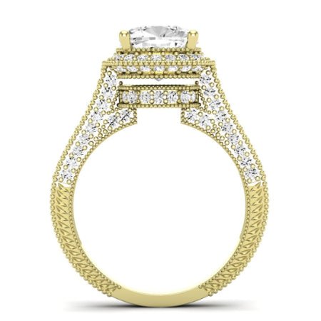 Wallflower Diamond Matching Band Only ( Engagement Ring Not Included) For Ring With Cushion Center yellowgold