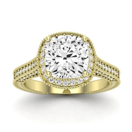 Wallflower Diamond Matching Band Only ( Engagement Ring Not Included) For Ring With Cushion Center yellowgold