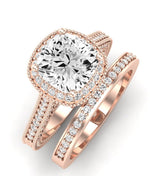 Wallflower Diamond Matching Band Only ( Engagement Ring Not Included) For Ring With Cushion Center rosegold