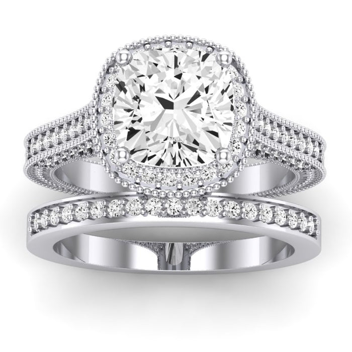 Wallflower Diamond Matching Band Only ( Engagement Ring Not Included) For Ring With Cushion Center whitegold