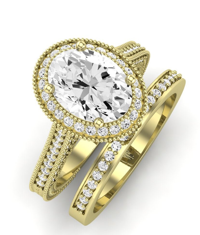 Wallflower Diamond Matching Band Only ( Engagement Ring Not Included) For Ring With Oval Center yellowgold