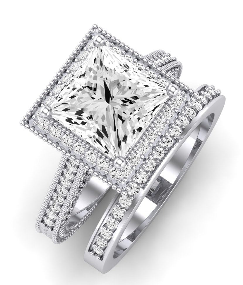 Wallflower Diamond Matching Band Only (does Not Include Engagement Ring) For Ring With Princess Center whitegold