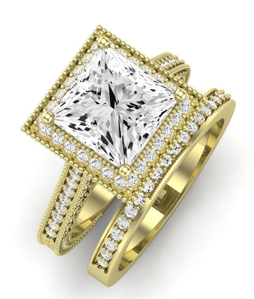 Wallflower Diamond Matching Band Only (does Not Include Engagement Ring) For Ring With Princess Center yellowgold