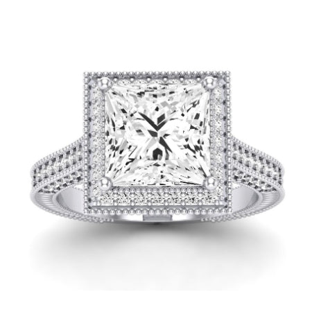 Wallflower Diamond Matching Band Only (does Not Include Engagement Ring) For Ring With Princess Center whitegold