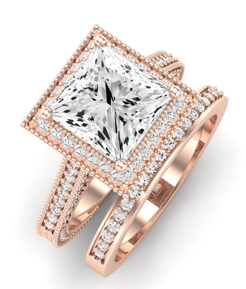 Wallflower Diamond Matching Band Only (does Not Include Engagement Ring) For Ring With Princess Center rosegold