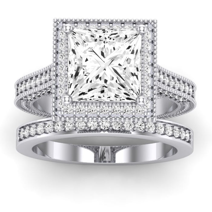 Wallflower Diamond Matching Band Only (does Not Include Engagement Ring) For Ring With Princess Center whitegold