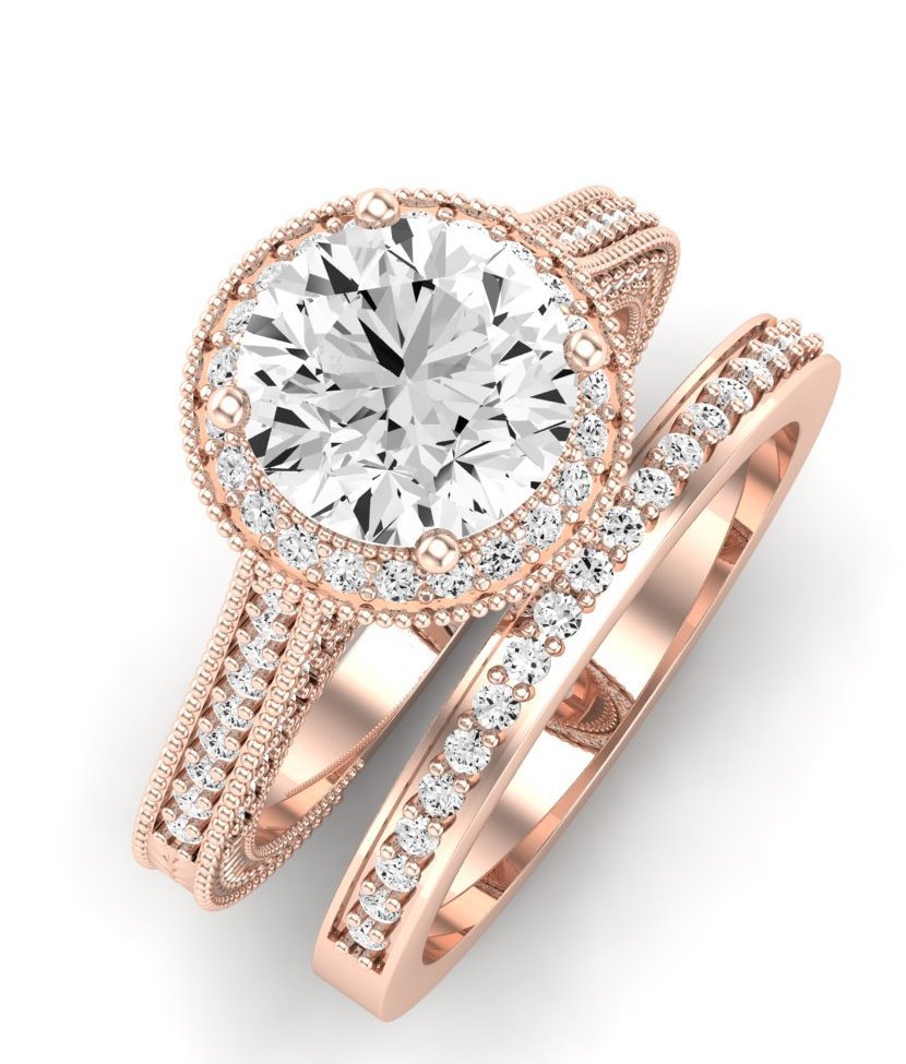 Wallflower Diamond Matching Band Only (does Not Include Engagement Ring) For Ring With Round Center rosegold