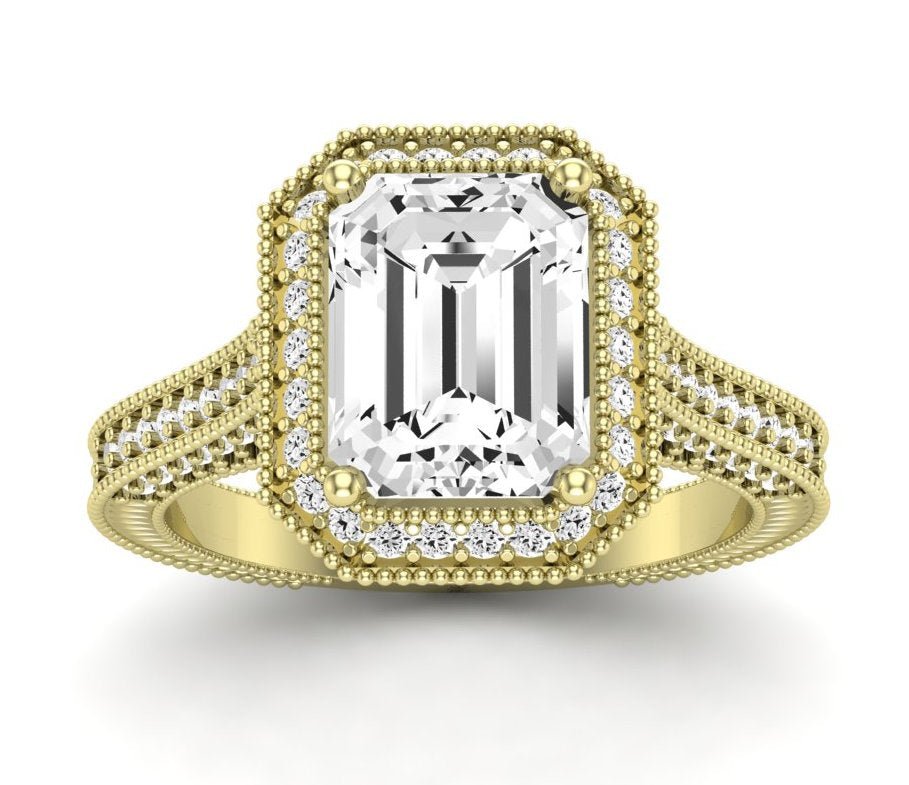 Wallflower Emerald Diamond Engagement Ring (Lab Grown Igi Cert) yellowgold