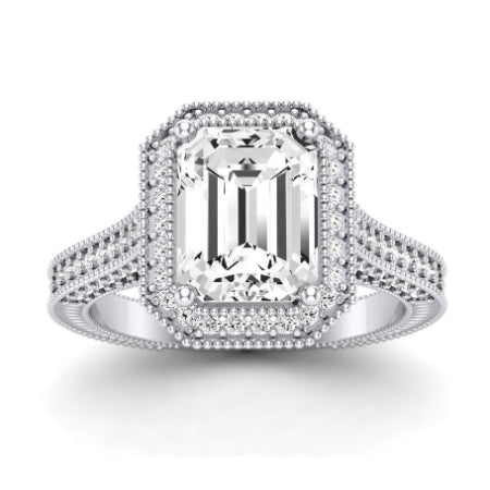 Wallflower Emerald Moissanite Bridal Set whitegold