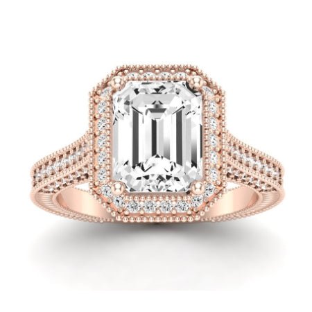 Wallflower Emerald Moissanite Bridal Set rosegold