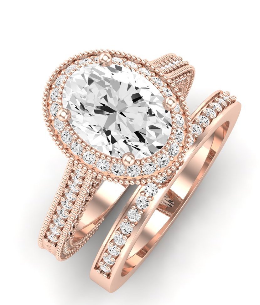 Wallflower Oval Diamond Bridal Set (Lab Grown Igi Cert) rosegold