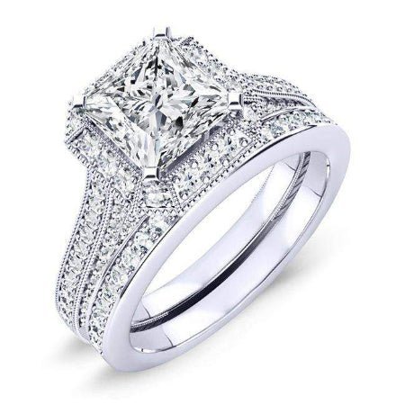 2.00 ct - Wallflower - GIA Natural Princess Diamond Bridal Set