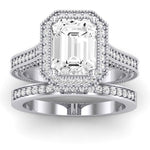 Wallflower Diamond Matching Band Only ( Engagement Ring Not Included) For Ring With Emerald Center whitegold