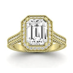 Wallflower Diamond Matching Band Only ( Engagement Ring Not Included) For Ring With Emerald Center yellowgold