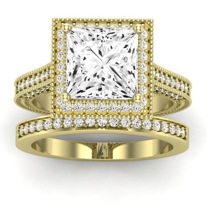 Wallflower Diamond Matching Band Only (does Not Include Engagement Ring) For Ring With Princess Center yellowgold