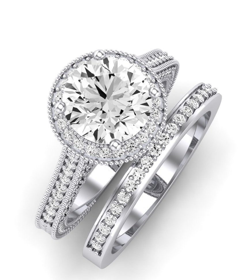 Wallflower Diamond Matching Band Only (does Not Include Engagement Ring) For Ring With Round Center whitegold