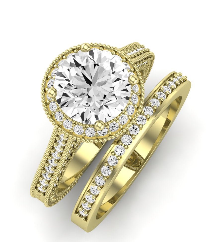 Wallflower Diamond Matching Band Only (does Not Include Engagement Ring) For Ring With Round Center yellowgold