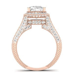 Wallflower Moissanite Matching Band Only ( Engagement Ring Not Included) For Ring With Cushion Center rosegold