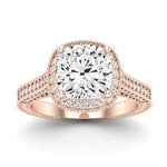 Wallflower Moissanite Matching Band Only ( Engagement Ring Not Included) For Ring With Cushion Center rosegold
