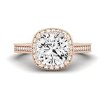 Wallflower Moissanite Matching Band Only ( Engagement Ring Not Included) For Ring With Cushion Center rosegold