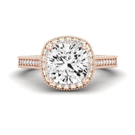 Wallflower Moissanite Matching Band Only ( Engagement Ring Not Included) For Ring With Cushion Center rosegold
