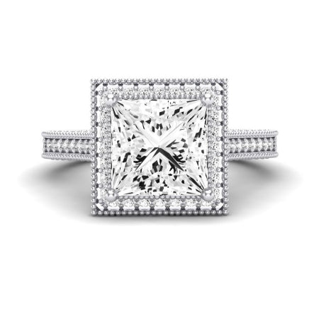 Wallflower Moissanite Matching Band Only (does Not Include Engagement Ring) For Ring With Princess Center whitegold