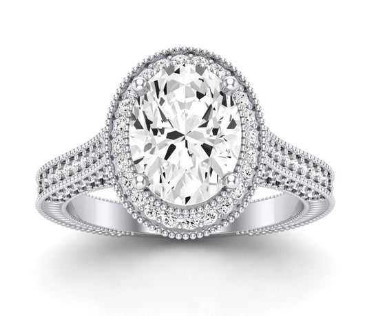 Wallflower Oval Diamond Engagement Ring (Lab Grown Igi Cert) whitegold