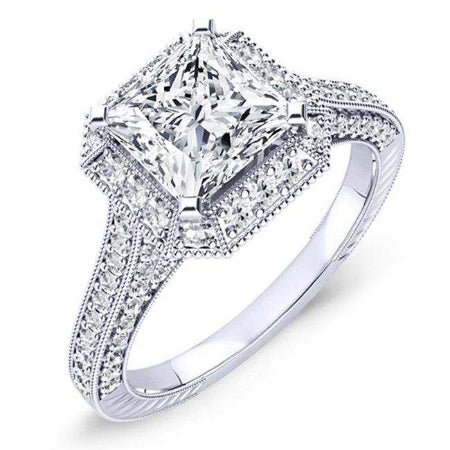 Wallflower Princess Moissanite Engagement Ring whitegold