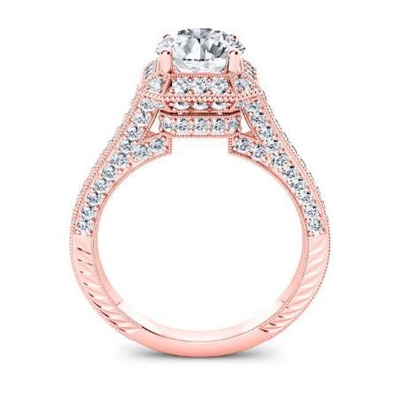 Wallflower Round Moissanite Engagement Ring rosegold