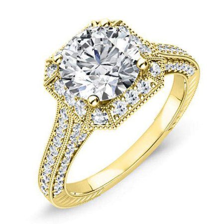 Wallflower Round Moissanite Engagement Ring yellowgold
